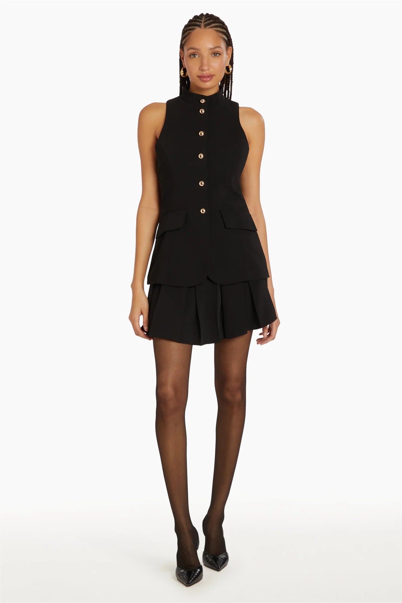 Evelyn Skort Romper - Black