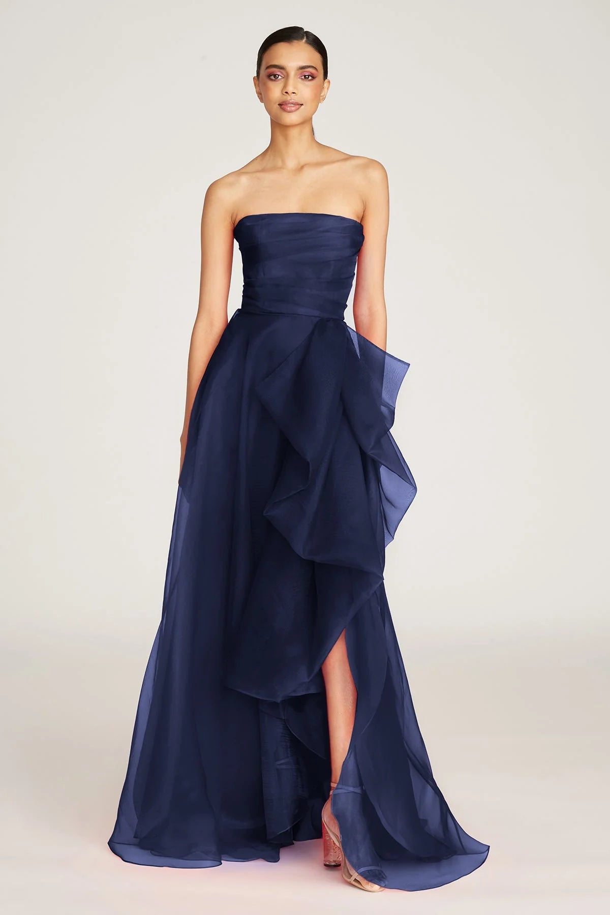 Teresa Strapless Draped Gown - Navy