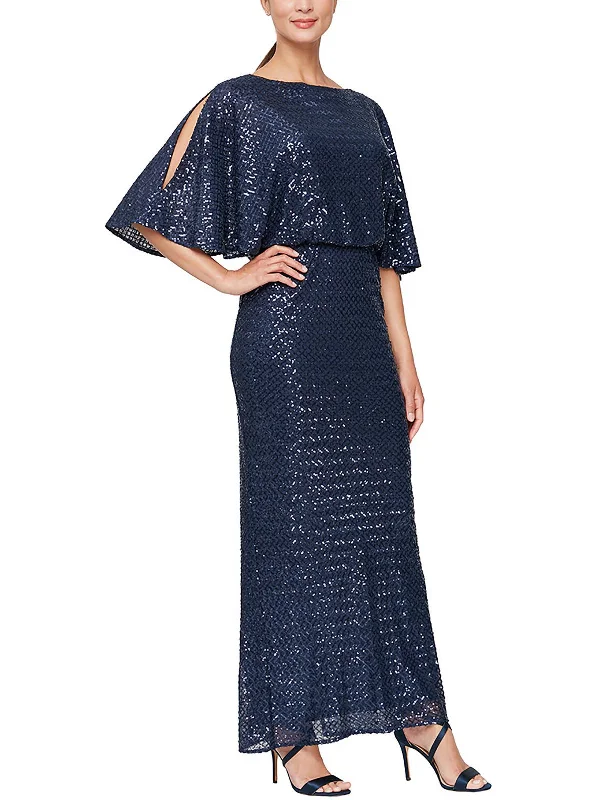 Womens Sequined Maxi Evening Dress