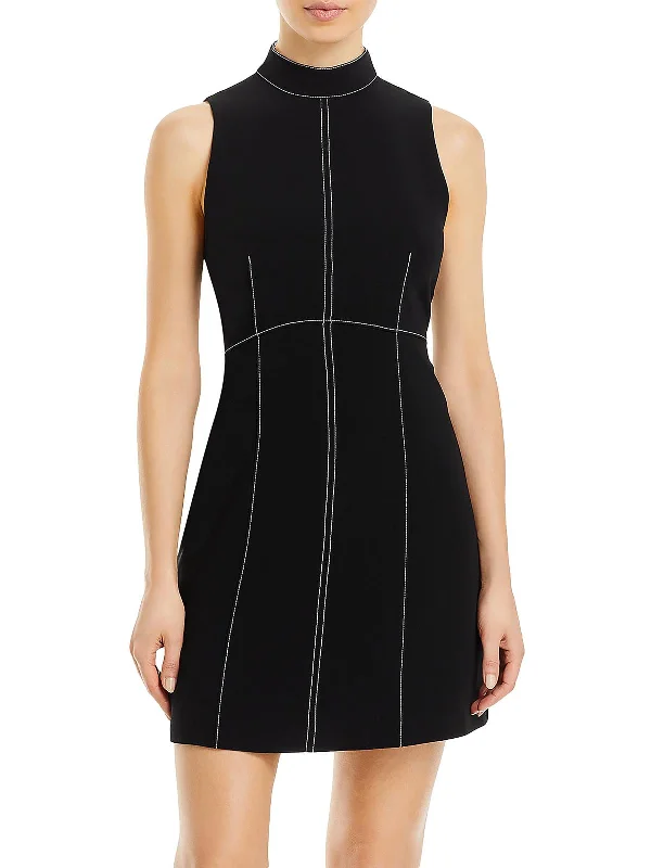 Womens Short Contrast Trim Mini Dress