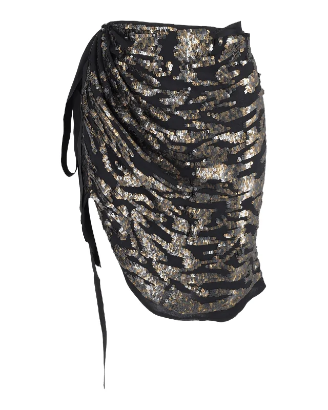 Isabel Marant Sequined Mini Skirt in Black Silk