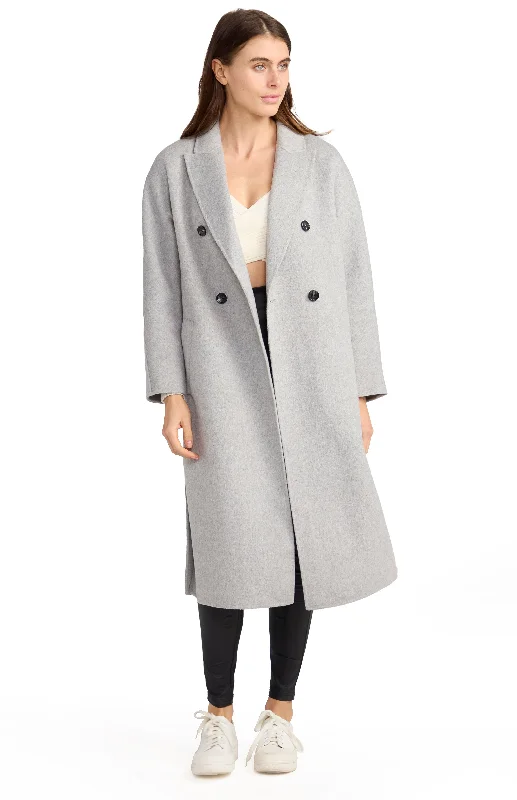 Guestlist Oversized Double Breasted Coat - Grey Marle