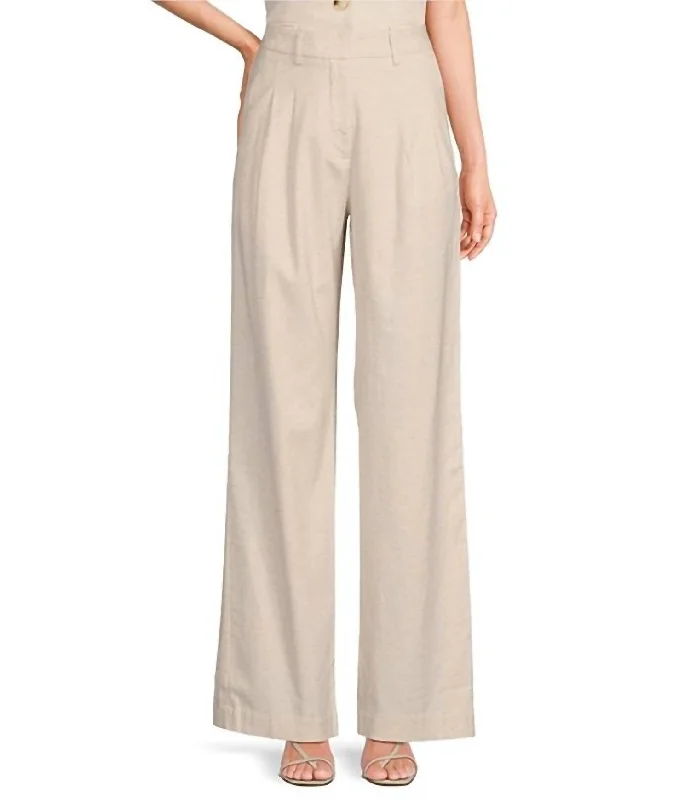 Tia Linen Pant In Beige